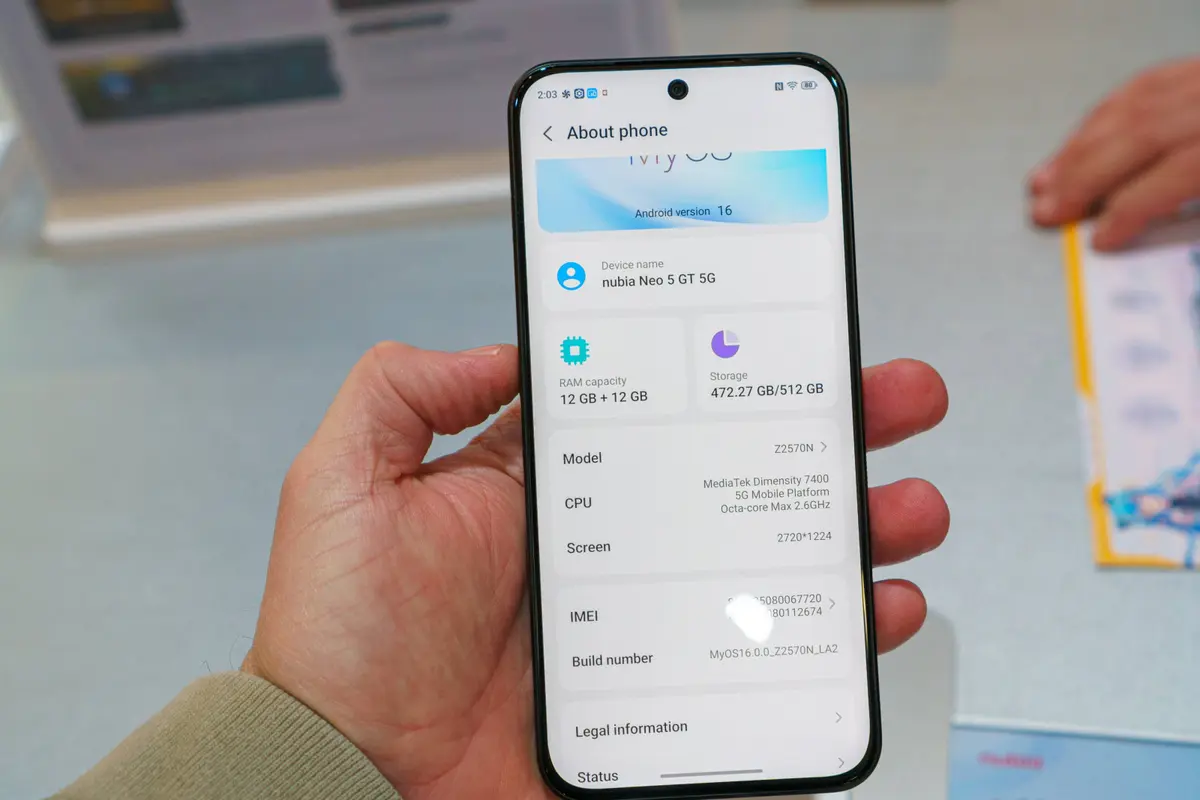 Le nubia Neo 5 GT est propulsé par le Dimensity 7400