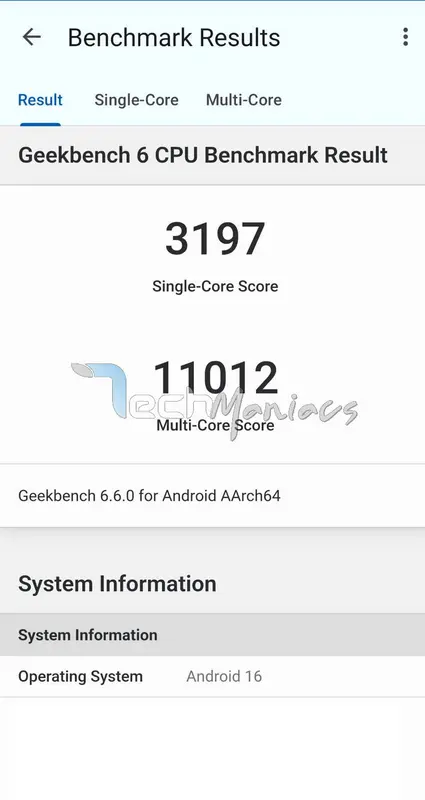 Résultats Geekbench Galaxy S26 Exynos 2600