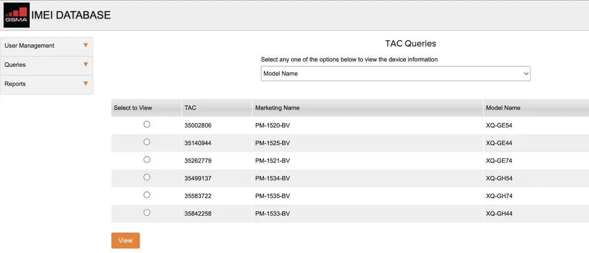 Noms de modèles Sony Xperia 1 VIII et Xperia 10 VIII enregistrés auprès de GSMA